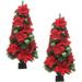 Fraser Hill Farm 4-Ft. Christmas Porch Trees, Velvet Poinsettia - Multi - 4 Foot