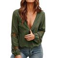 ZGRNPA Women's Deep V Neckline Lace Patchwork Top Long Sleeve Pullover Elegant Blouse for Women Casual Summer Deep V Neck Short Sleeve Cross Wrap T Shirt Tops Button Down Blouse Hollow Out Tunic