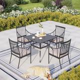 Lark Manor™ Arlane Square 4 - Person 37" Long Outdoor Dining Set w/ Cushions Metal in Black | 37 W x 37 D in | Wayfair