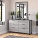 Ebern Designs Spero 6 Drawer 57" W Double Dresser w/ Mirror Wood in Gray | 79.8 H x 57.13 W x 17 D in | Wayfair 5428E86081664617B6F414A123A79F74