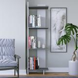 Latitude Run® Rodney Bookcase 63" H x 17.6" W Corner Bookcase Wood in Gray/White | 63 H x 17.6 W x 7.7 D in | Wayfair