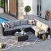 XIZZI 7 Piece Set w/ Section & End Table Outdoor Sofa Combination Synthetic Wicker/All - Weather Wicker/Wicker/Rattan in Gray | Wayfair RRS600