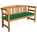vidaXL Patio Bench with Cushion 61.8" Solid Acacia Wood - 61.8" x 17.7" x 32.5"