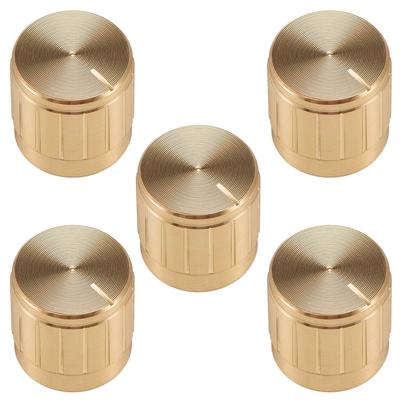 5Pcs 17x17mm Aluminium Alloy Potentiometer Rotary Knob for 6mmDia Hole - #B-5pcs-gold