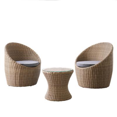 Strafford All-Weather Wicker Outdoor Set with Two Chairs and 18"H Cocktail Table - N/A