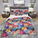 Designart 'Floating Hearts with Squared Pattern' Modern & Contemporary Bedding Set - Duvet Cover & Shams