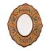 Handmade Caramel Colonial Wreath Reverse-Painted Glass Wall Mirror (Peru) - 9.75" H x 7.75" W x 0.6" D