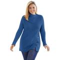 Plus Size Women's Button-Neck Waffle Knit Sweater by Woman Within in Royal Navy (Size L) Pullover
