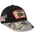 Men's New Era Black/Camo Kansas City Chiefs 2021 Salute To Service Trucker 9FORTY Snapback Adjustable Hat