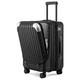 LEVEL8 Carry on Suitcase, 55CM Carry Luggage with Laptop Compartment Expandable Hand Luggage, ABS+PC Hardshell Spinner Trolley for Cabin Suitcase with 4Wheel TSA Locks, Black