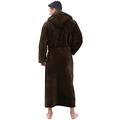 Men's Bathrobe with Hood Microfibre Dressing Gown with Hood for Winter Autumn Bathrobe Coat Sauna Gown Kimono Sleepwear with Belt Warm Home Clothing, brown, 4XL