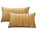 Mercer41 Set Of 2 Throw Pillow Velvet Chevron Lines Cushion Covers Velvet in Yellow | 12 H x 20 W x 1 D in | Wayfair