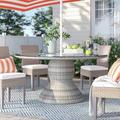 Lark Manor™ Aristidis Round Wicker 60" Outdoor Patio Dining Table w/ Glass Top Glass/Wicker/Rattan in Brown/Gray/White | Wayfair ROHE6846 43173267