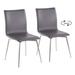 Mason Contemporary Upholstered Chair in Brushed Stainless Steel and Grey Faux Leather by LumiSource - Set of 2 - Lumisource CH-MSNUPSWV SSGY2