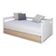 Lit banquette gigogne bois massif blanc et bois 80x190 cm