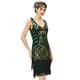 BABEYOND Damen Flapper Kleider 1920er Jahre V-Ausschnitt Perlen Fransen Great Gatsby Kleid, Gold und Dunkelgrün, Small