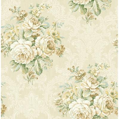 Seabrook Designs Antique Floral Bouquet Unpasted Wallpaper