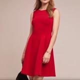 Anthropologie Dresses | Anthropologie Maeve Red Fit N Flair Mini Dress Scuba Lp Nwt 12p | Color: Red | Size: Lp