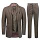 Mens Jax Herringbone 3 Piece Suit Retro 1920s Grey Brown Tweed Classic Tailored Fit [SUIT-JAX-BROWN-38]