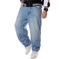 LUOBANIU Men's Hip-hop Baggy Jeans Loose Fit Dance Skateboard Denim Long Jeans 76 Light Blue 32