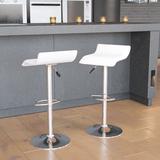 Flash Furniture Murphy Vinyl Adjustable Height Barstool w/ Solid Wave Seat & Chrome Base Upholstered/Metal in White | 15 W x 15 D in | Wayfair