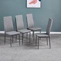 Latitude Run® Modern Minimalist Dining Chair Fireproof Leather Spray Metal Pipe Diamond Mesh Pattern Dining Room Meeting Chair Grey 4 Sets Upholstered | Wayfair