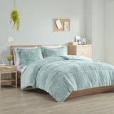 Willa Arlo™ Interiors Windall Shaggy Faux Fur Comforter Mini Set Polyester/Polyfill in Blue | Twin/Twin XL Comforter + 1 Standard Sham | Wayfair