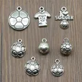 10 pcs / lot Charmes De Football Antique Argent Couleur Pendentif De Football Charmes Sport Football