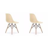 Mid-Century Modern Eiffel Style Dining Chair with Wood Legs - Black (Set of Four)