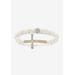 Women's Gold Tone Cross Stretch Bracelet, Cultured Freshwater Pearl, 8" by PalmBeach Jewelry in Gold