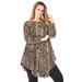 Plus Size Women's Boatneck Swing Ultra Femme Tunic by Roaman's in Brown Snake (Size 12) Long Shirt