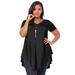 Plus Size Women's Swing Ultra Femme Tunic by Roaman's in Black (Size 34/36) Short Sleeve V-Neck Shirt