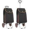 42 liters 2 Wheel Shopping Trolley, Lightweight Shopping Trolley 2021 Model Expandable 2 Wheel Large Capacity Shopper, Cart Design Essential Durable Stable Wheeled Bag Synthetic Suede (Black)