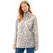 Plus Size Women's Perfect Printed Long-Sleeve Mockneck Tee by Woman Within in Ivory Leaf Print (Size 3X) Shirt