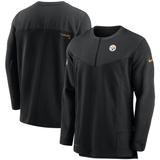 Men's Nike Black Pittsburgh Steelers Sideline Half-Zip UV Performance Jacket