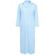 Lady Button Nightshirt Long Sleeve Full Length Cotton Soft Jersey Knit Notch Collar Nightie (Light Blue, Small)