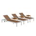 Wade Logan® Aynura 6 Piece 76" Long Reclining Chaise Lounge Set Metal in White/Brown | 37 H x 26 W x 76 D in | Outdoor Furniture | Wayfair