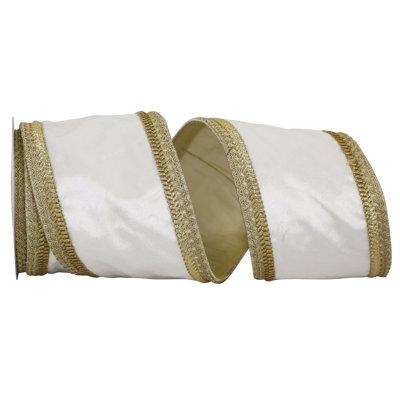 The Holiday Aisle® Solid Ribbon Fabric in White/Yellow | 5.5 H x 5 W x 5 D in | Wayfair 0E7DA2C527D5467E9090E12953C0660E