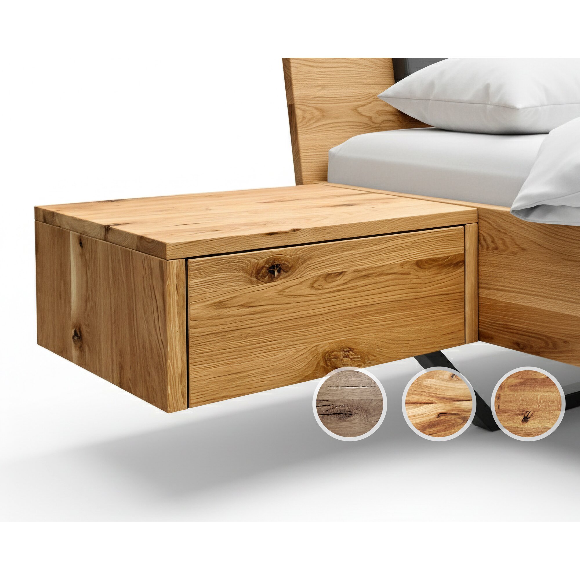 BlackWood »Dolce Vita« Massivholz Nachttisch I ohne Schublade / Wildeiche stone