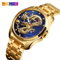 SKMEI – montre à Quartz Dragon doré pour hommes marque de luxe étanche affichage de la Date