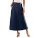 Plus Size Women's Complete Cotton A-Line Kate Skirt by Roaman's in Indigo Wash (Size 36 W) 100% Cotton Long Length