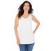 Plus Size Women's Scoopneck Tank by Roaman's in White (Size 3X) Top 100% Cotton Layering A-Shirt