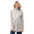 Plus Size Women's Mockneck Long-Sleeve Tunic by Woman Within in Ivory Leaf Print (Size 2X)