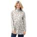 Plus Size Women's Mockneck Long-Sleeve Tunic by Woman Within in Ivory Leaf Print (Size 2X)