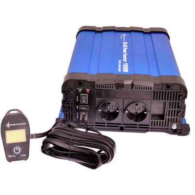 Spannungswandler FS1500DR 12V 1500 Watt reiner Sinus blau mit Display-Kabelfernbed