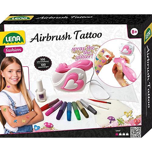 Airbrush Tattoo Studio inkl. 100 Schablonen & 7 Glitzer-Farben