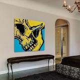 Trinx Skull 1 by Josh Ruggs - Wrapped Canvas Painting Canvas in Black/Blue/Yellow | 12 H x 12 W x 1.5 D in | Wayfair