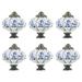 6pcs Ceramic Vintage Knobs Round Pull Handle Furniture Door Decorative - Blue