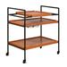 Metal Frame Serving Cart with Adjustable Compartments, Oak Brown and Black - 33 H x 14 W x 29 L Inches