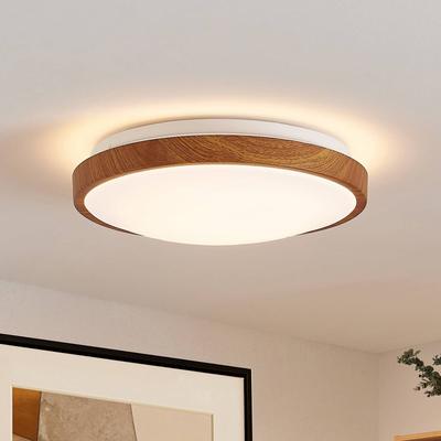 Lindby LED-Deckenleuchte Mynte, Ø30cm, Holzoptik, Kunststoff Image